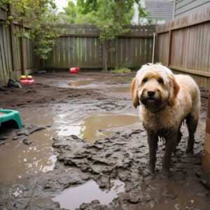 How to cover mud in yard for dogs?